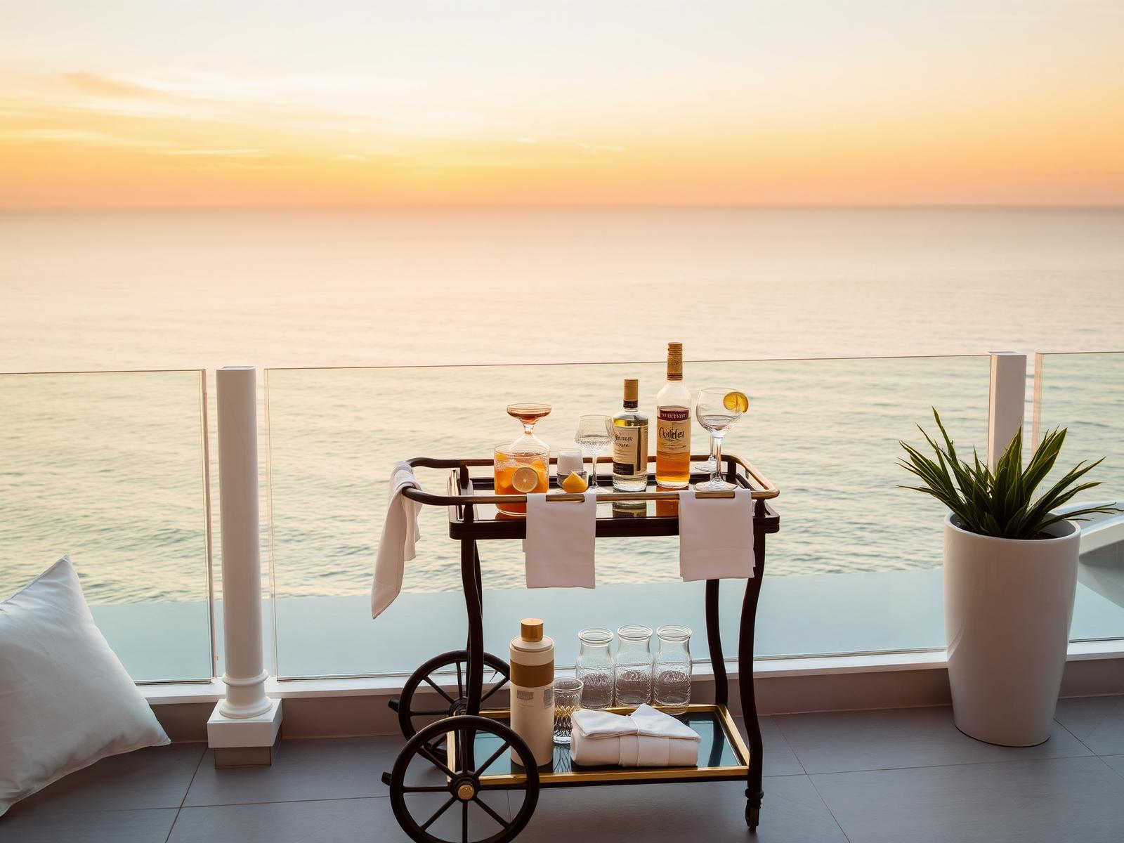 Mobile bar setup overlooking the ocean